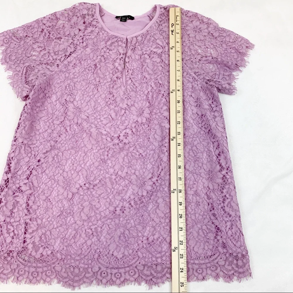 J Crew short sleeve lace blouse top‎ lilac purple